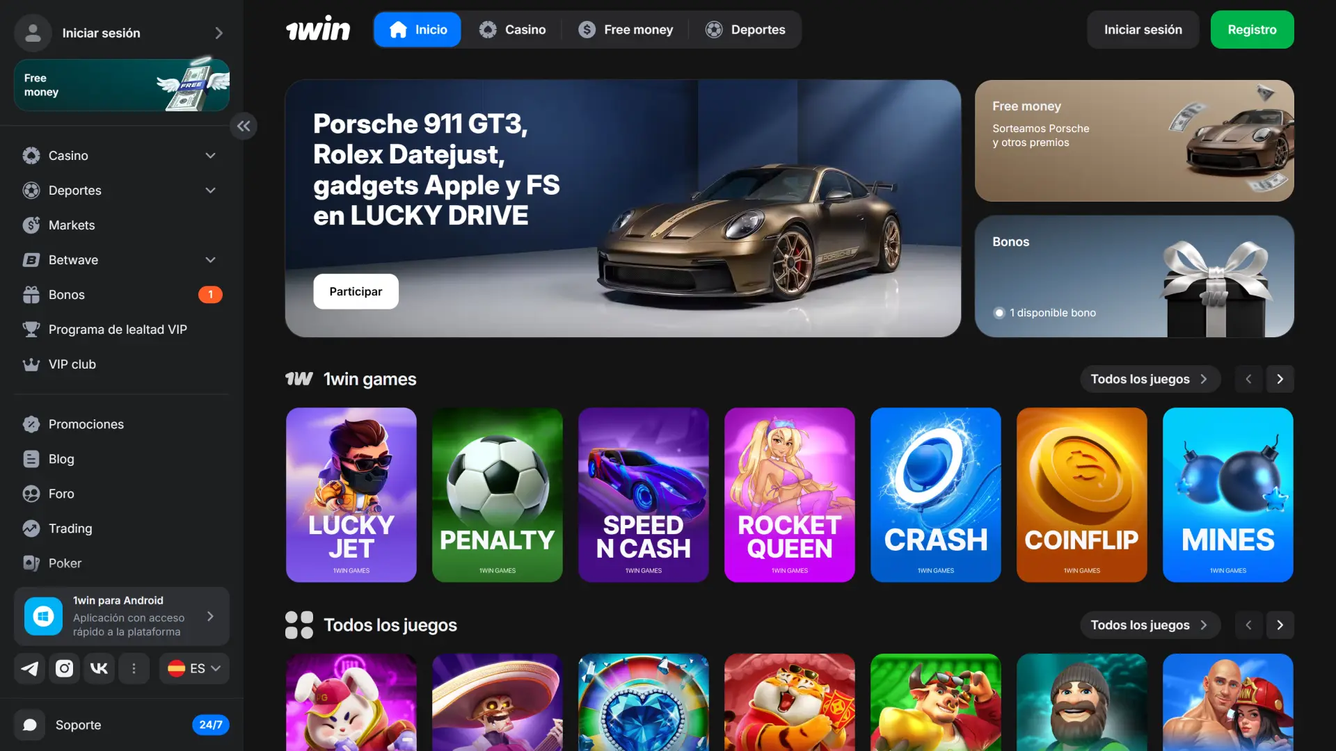 Explora la página de inicio de 1win Perú y comienza a apostar.